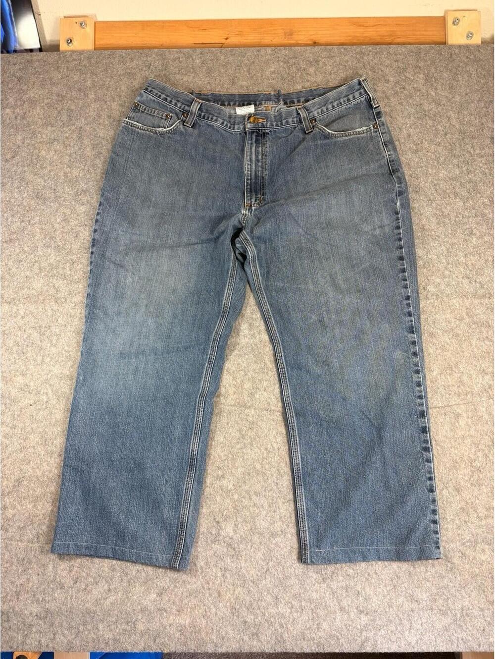 Carhartt 101483-968 Jeans Mens 42x27 Blue Dark Wash Relaxed Straight Denim Work